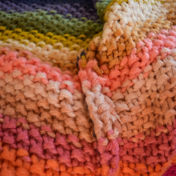 SAACHI bright multicolor rainbow striped open front knit cardigan - Picture 6 of 7